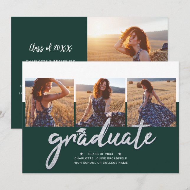Abschluss 2024 Foto Collage Grad Party Einladung (Vorne/Hinten)