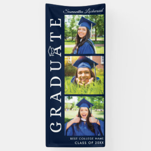 Abschluss 2024 Foto Collage Navy Blue Graduate Banner