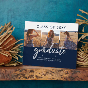 Abschluss 2024 Foto Collage Navy Blue Keepake Fotoplatte