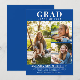 Abschluss 2024 Grad Foto Collage Blue Party Einladung