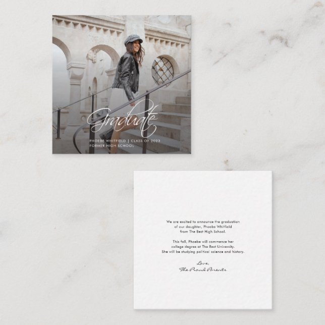 Abschluss 2024 Kalligraphie Foto Ankündigung (Vorne/Hinten)