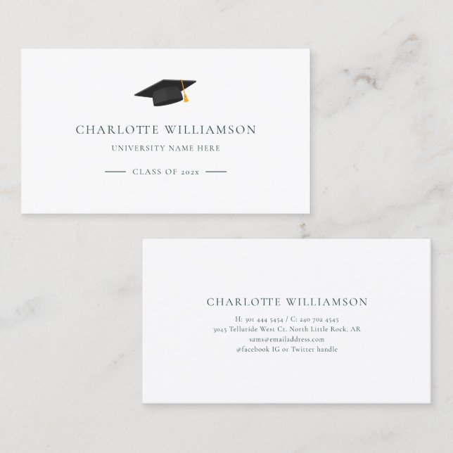 Abschluss 2024 Modernes Abitur Visitenkarte (Vorne/Hinten)