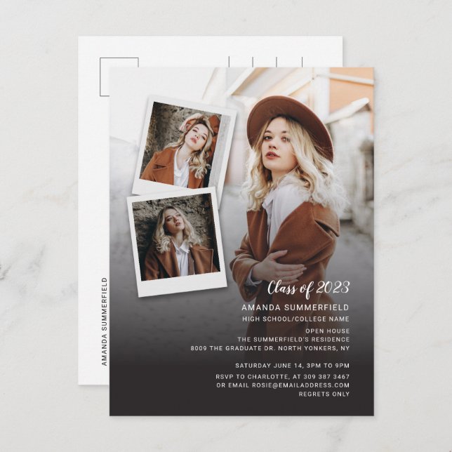 Abschluss 2024 Multi-Foto Graduate Party Einladungspostkarte (Vorne/Hinten)