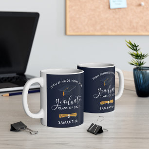 Abschluss 2024 Navy Blue Personalisiert Zweifarbige Tasse
