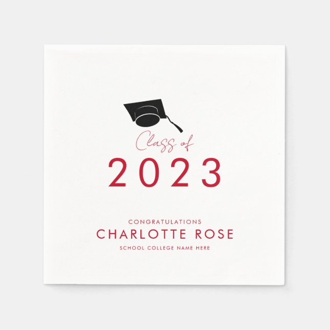 Abschluss 2024 Red Script Grad Party Paper Serviette (Vorderseite)