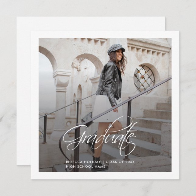 Abschluss 2024 Script Foto Grad Mitteilungskarte (Vorne/Hinten)