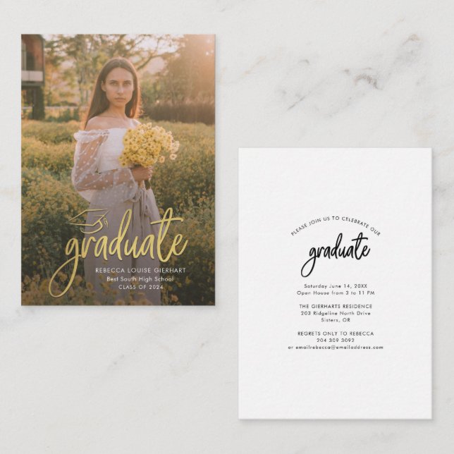 Abschluss 2024 Script Foto Graduate Ankündigung (Vorne/Hinten)