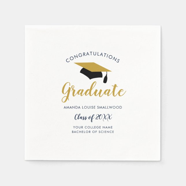 Abschluss 2024 Script Gold Cap Grad Party Paper Serviette (Vorderseite)