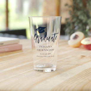 Abschluss 2024 Script Navy Blue Personalisiert Gra Glas