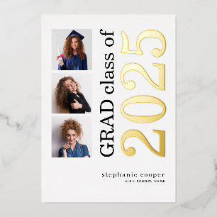 Abschluss 2025 3 Fotos Echte Goldfolie Ankündigung