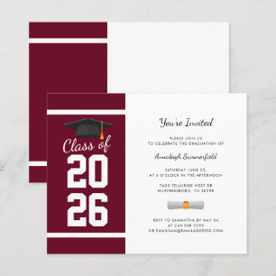 Abschluss 2025 Burgund Grad Party Einladung