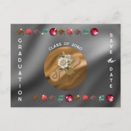 Abschluss 2025 Disco Ball Diploma Save the Date Postkarte