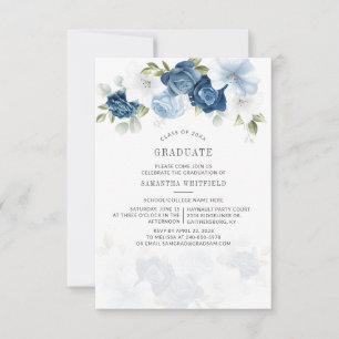Abschluss 2025 Dusty Blue Floral Grad Party Einladung