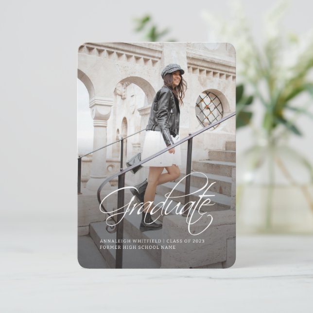 Abschluss 2025 Foto-Bekanntmachung Mitteilungskarte (Stehend Vorderseite)