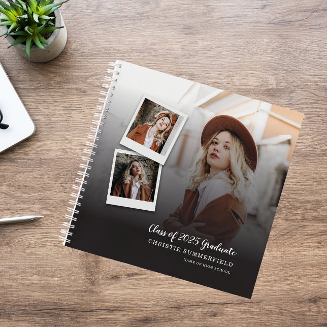 Abschluss 2025 Foto Collage Script Gästebuch Notizbuch (Graduation 2025 Photo Collage Script Guest Book)