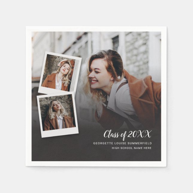 Abschluss 2025 Foto Collage Script Grad Paper Serviette (Vorderseite)