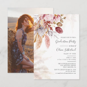 Abschluss 2025 Foto Pampas Grass Grad Party Einladung