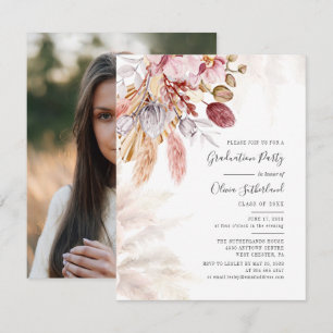 Abschluss 2025 Foto Pampas Grass Graduate Party Einladung