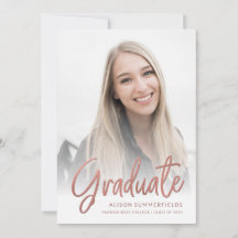 Abschluss 2025 Foto Rose Gold Script Grad Party