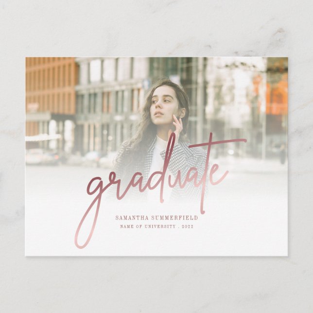 Abschluss 2025 Foto Script Ankündigungspostkarte (Vorderseite)