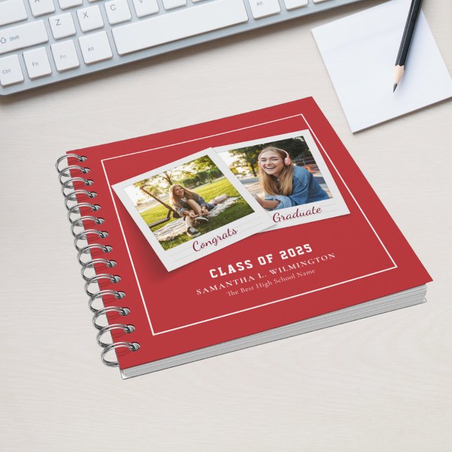 Abschluss 2025 Fotos Grad Party Red Guest Notizbuch (Class of 2025 Photos Red Guest Notebook)