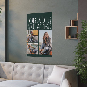 Abschluss 2025 Fotos Grüne und Weiße Absolventen Poster