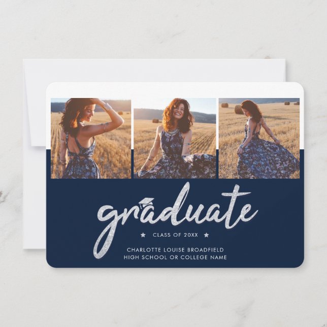 Abschluss 2025 Fotos Navy Blue Ankündigung (Vorderseite)