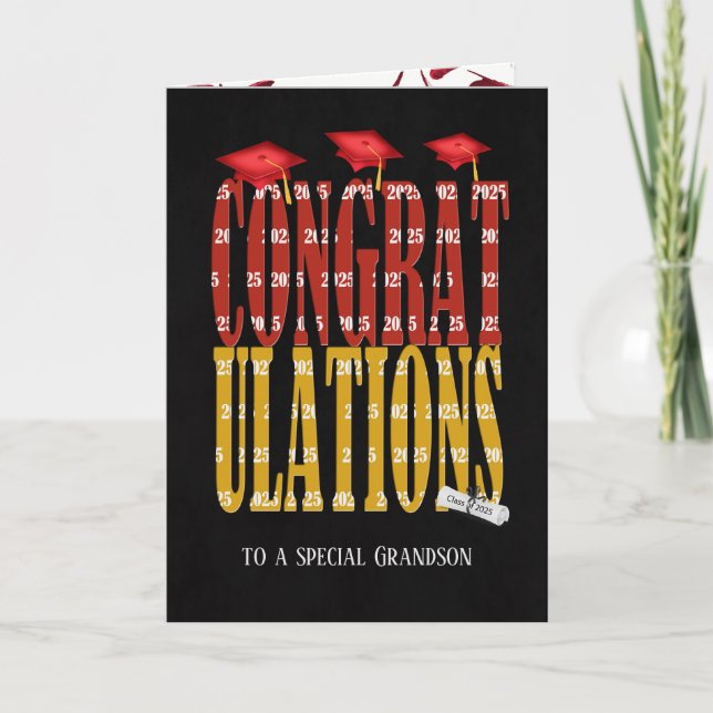Abschluss 2025 für Grandson Karte (Vorderseite)
