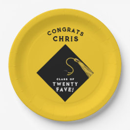 Abschluss 2025 Gelb Pappteller