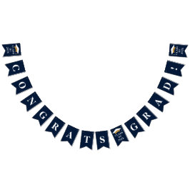 Abschluss 2025 Glückwunsch Grad Navy Blue White Wimpelkette