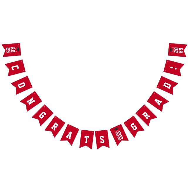 Abschluss 2025 Glückwunsch Grad Red White Wimpelkette (Alle)