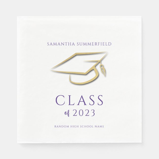 Abschluss 2025 Gold Cap Grad Typografie Party Serviette (Vorderseite)