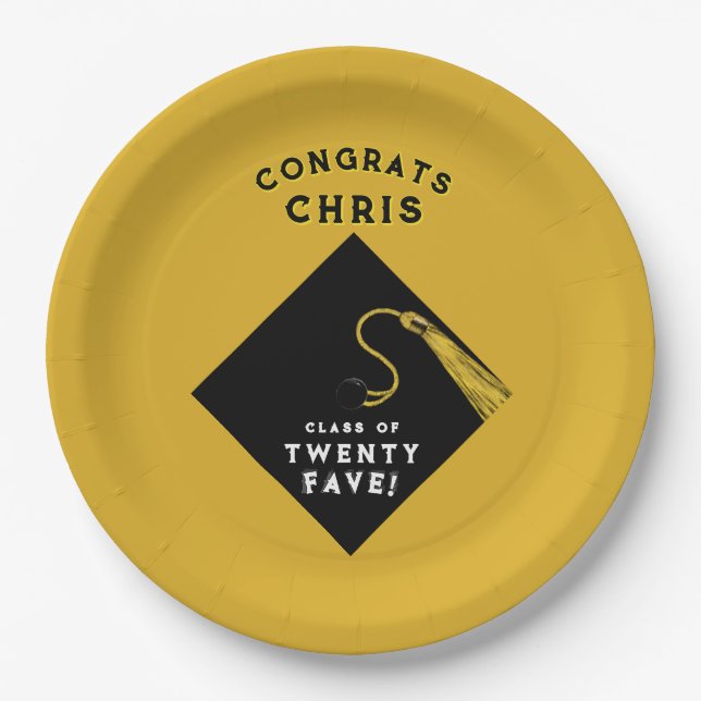 Abschluss 2025 Gold Pappteller (Vorderseite)