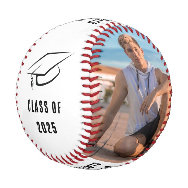 Abschluss 2025 Grad Fotos Custom Baseball (Schrägansicht)