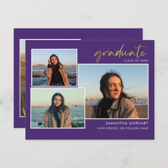 Abschluss 2025 Grad Fotos Lila Ankündigung (Vorne/Hinten)