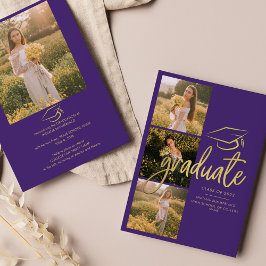 Abschluss 2025 Grad Fotos Lila Skript Ankündigung