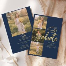 Abschluss 2025 Grad Fotos Navy Blue Script