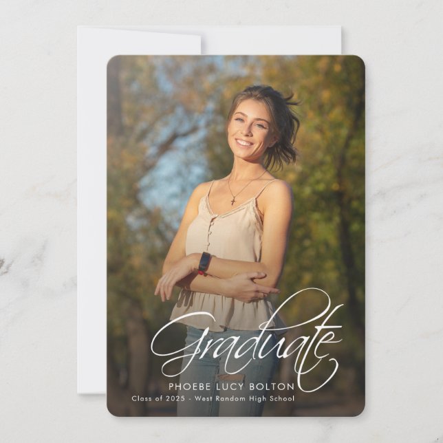 Abschluss 2025 Grad Fotos Senior Calligrafy Ankündigung (Vorderseite)