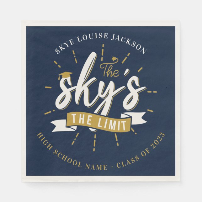 Abschluss 2025 Grad Party Navy Blue Paper Serviette (Vorderseite)