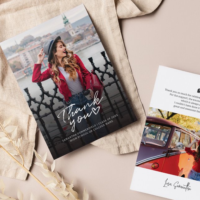 Abschluss 2025 Graduate Fotos Danke Karte (Graduation Party Grad Photos Thank You Card)