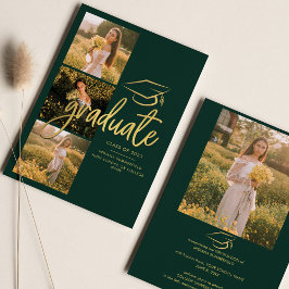 Abschluss 2025 Green Graduate Foto Collage Ankündigung