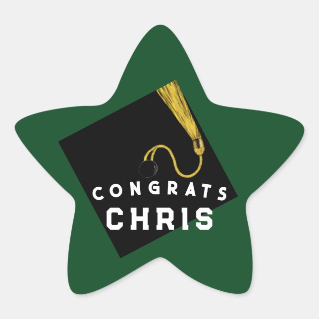 Abschluss 2025 Grün Stern-Aufkleber (Vorderseite)