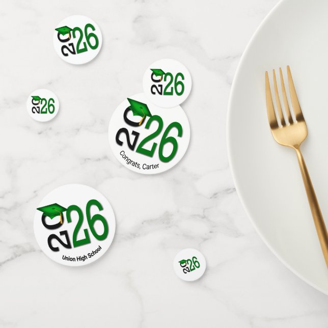 Abschluss 2025: grün und schwarz konfetti (Gruppe)