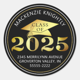 Abschluss 2025 Imitats Gold Foil Rücksendeadresse Runder Aufkleber