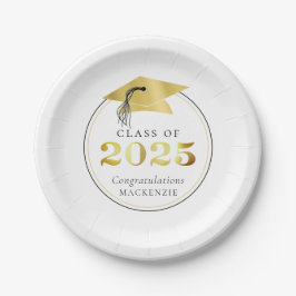Abschluss 2025 Imitats Metallic Gold Personalisier Pappteller