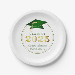 Abschluss 2025 Imitats Metallic Green Gold Pappteller