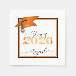 Abschluss 2025 Imitats Metallic Orange Black Scrip Serviette