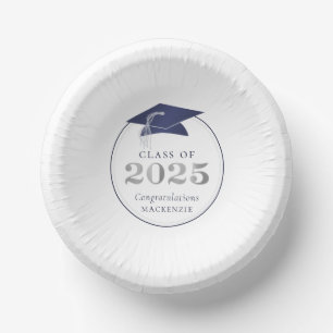 Abschluss 2025 Imitats Metallische Marine Blau Pappteller
