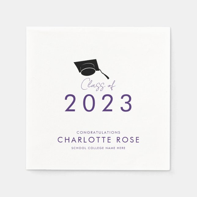 Abschluss 2025 Lila Skript Party Paper Serviette (Vorderseite)