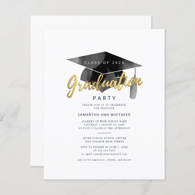 Abschluss 2025 Minimalistische Grad Party Einladun (Vorne/Hinten)
